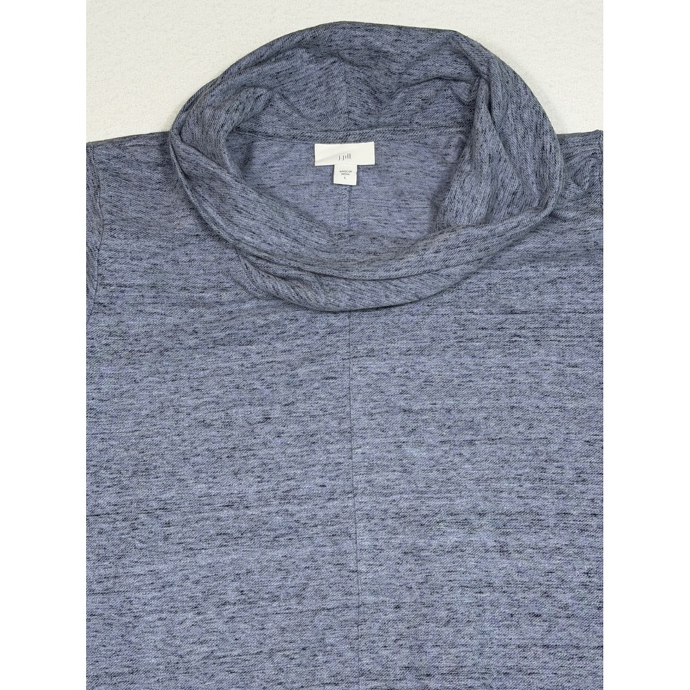 J Jill Womens Blue Gray Cowl Neck Long Sleeve Pullover Top Size LG Pockets